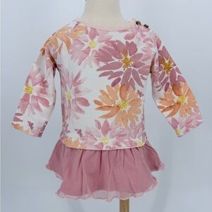 Burt’s Bees Baby 6–9M Organic Cotton Floral Dress Pink Tulle Skirt